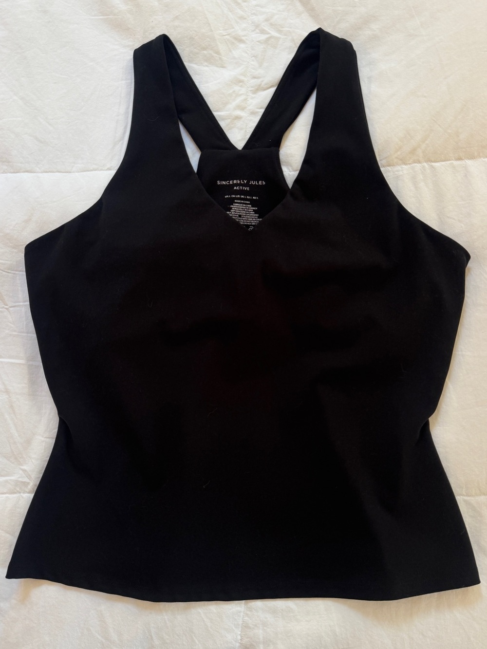 Sincerly Jules Black V-Back Racer Tank / Workout Top